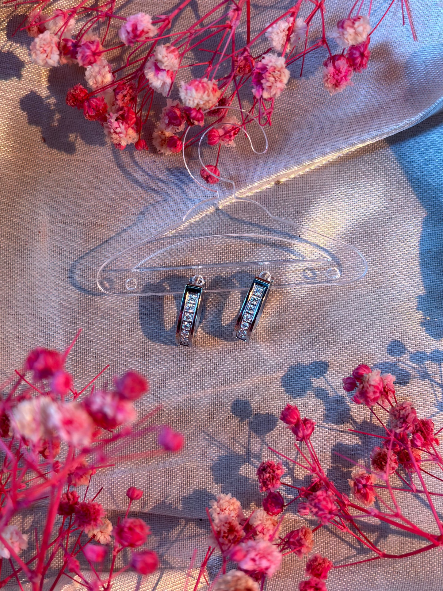 Glimmer Crystal Platinium Hoops