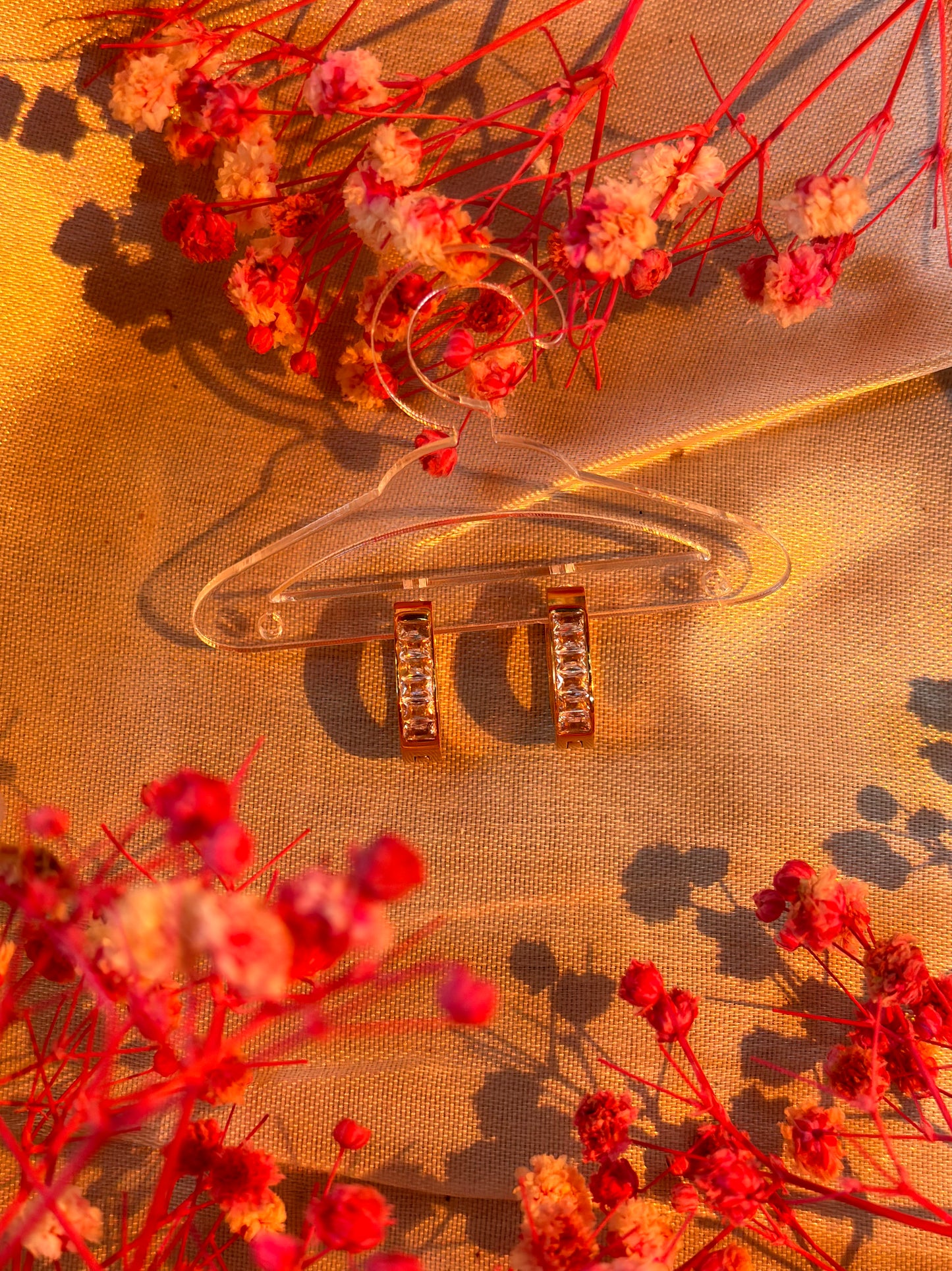 Glimmer Crystal Golden Hoops