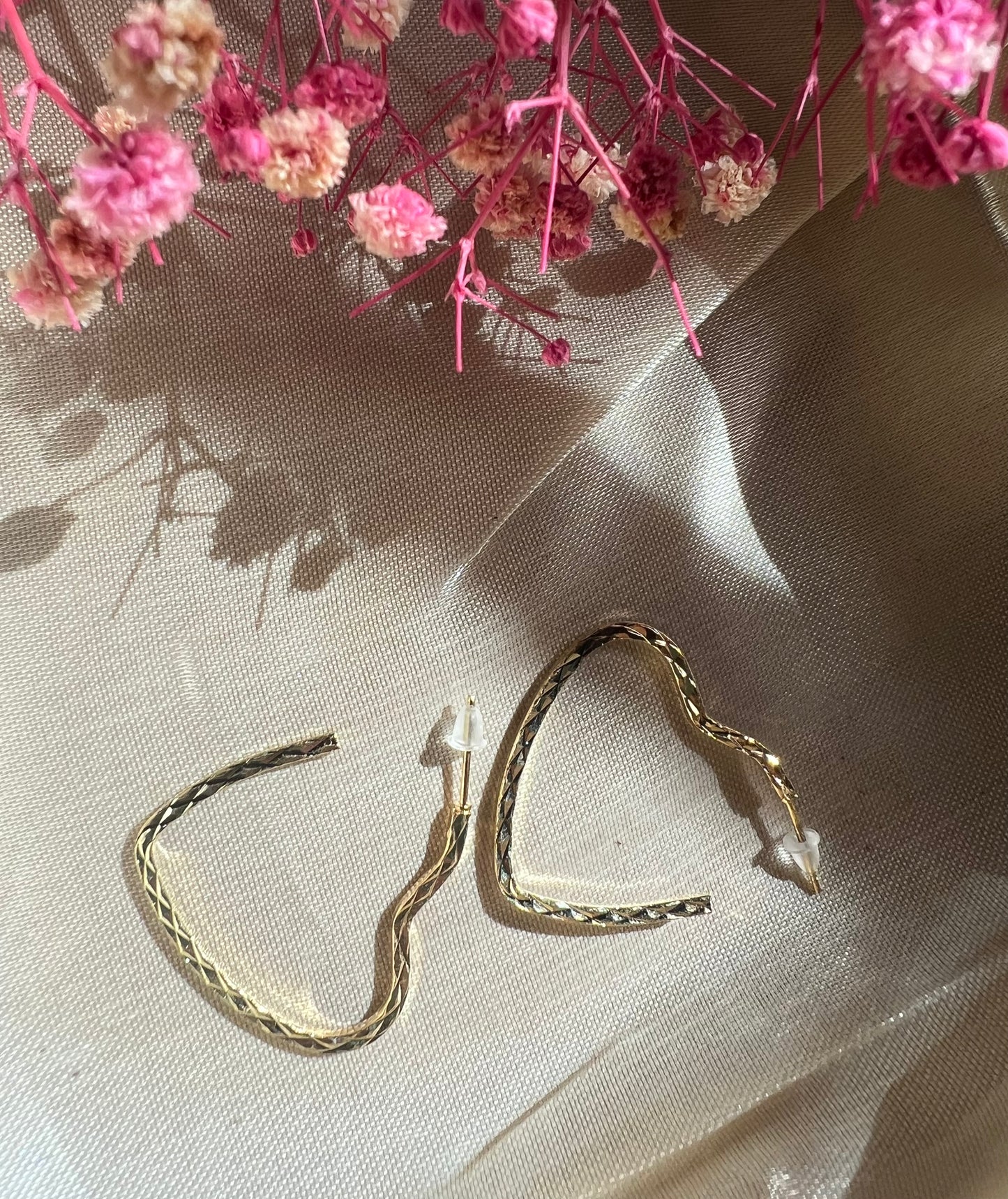 Golden Heart Arc Earrings