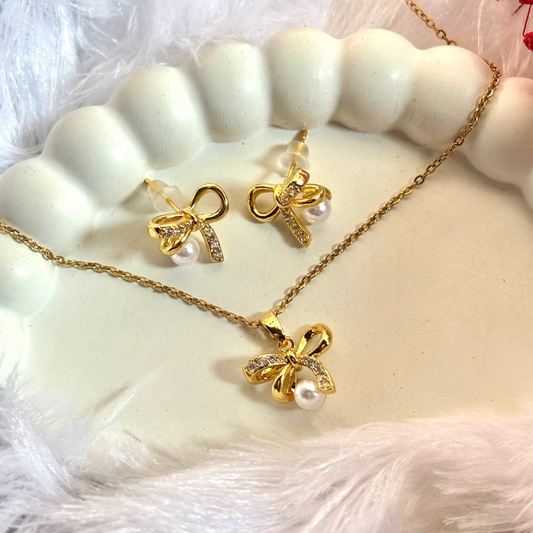 Pearl Bow Charm Set