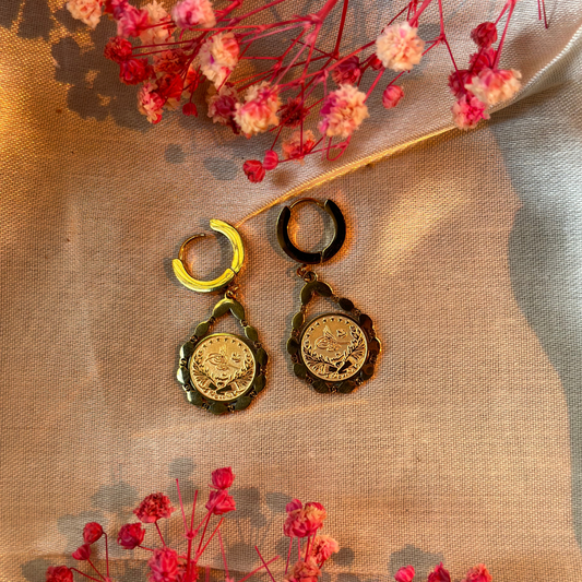 Antique Charm Hoops