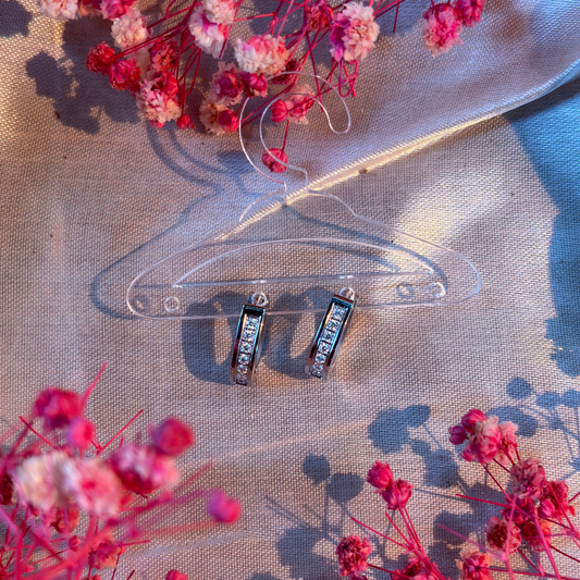 Glimmer Crystal Platinium Hoops