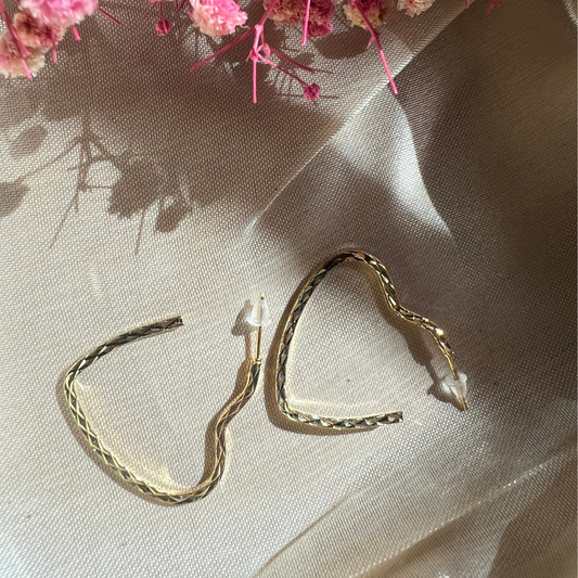 Golden Heart Arc Earrings