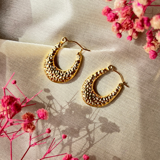 Textured Elegant Golden Hoops