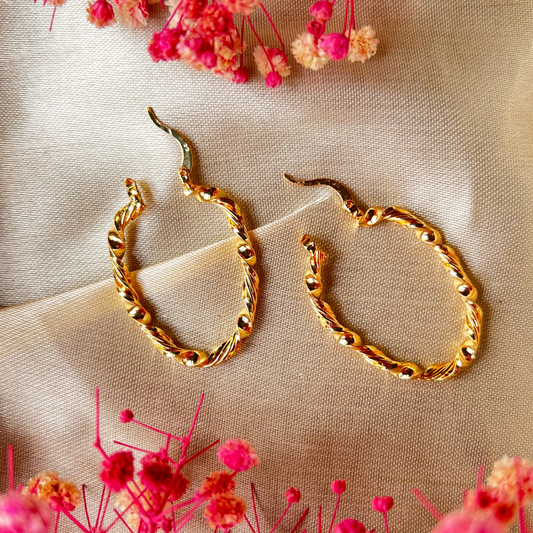 Twisted Elegance Golden Rope Hoops